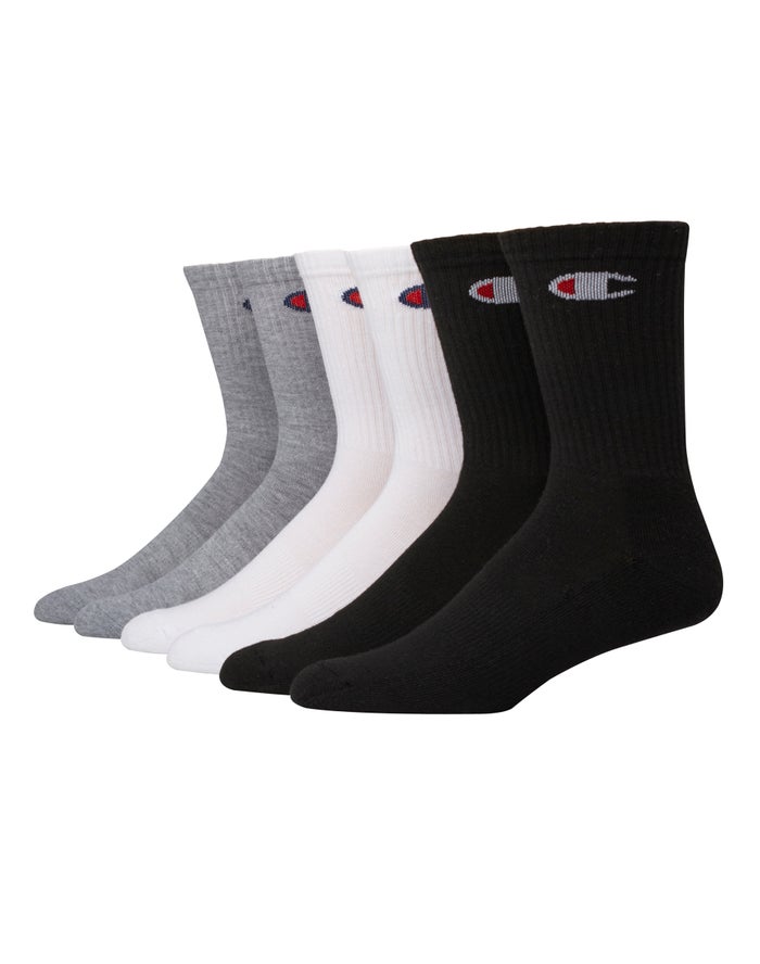 Calcetines Champion Hombre - Crew 6-Pairs ( Blancas/Negras/Gris ) 4068273-WV